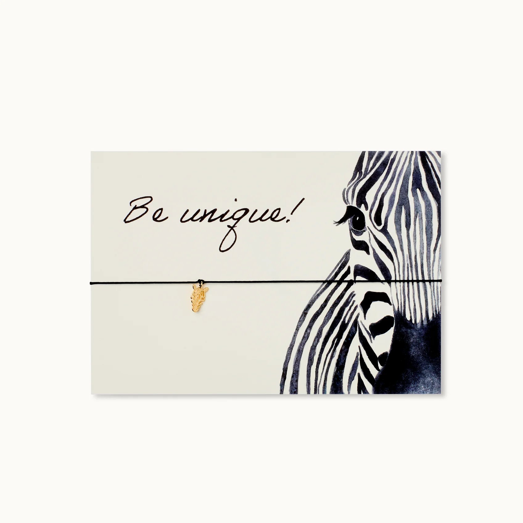 Armband-Karte Zebra: Be unique! - schwarzes Armband