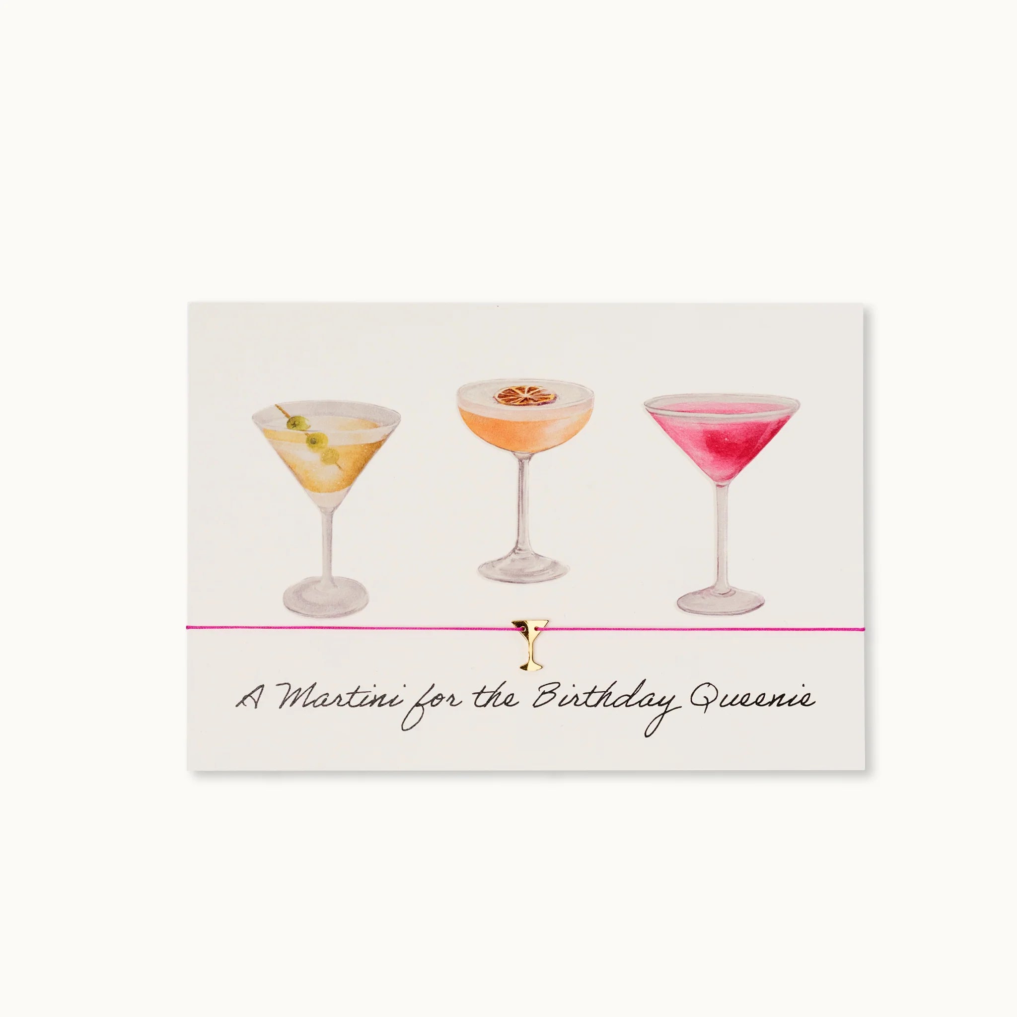 Armband-Karte: Martinis Birthday Queenie