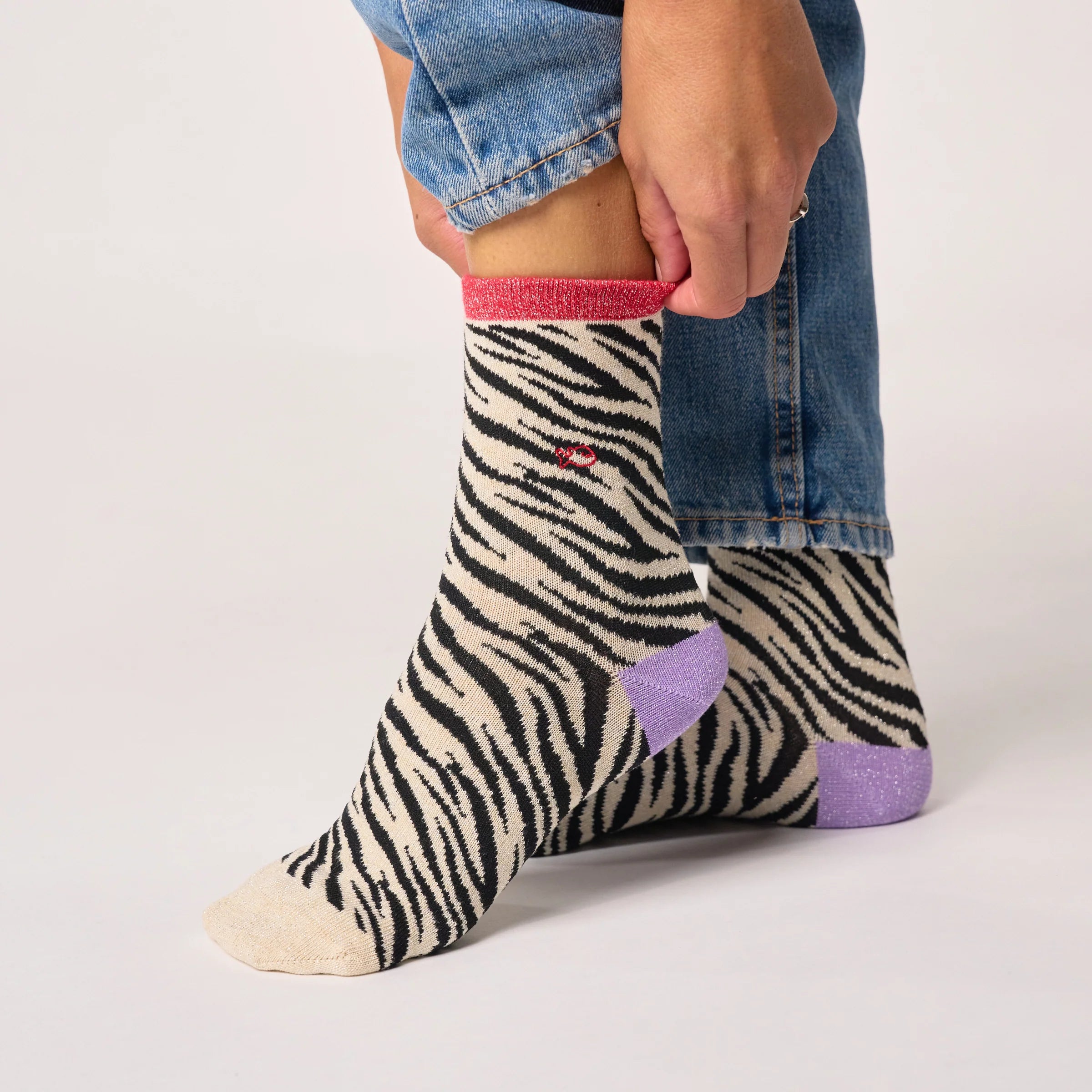 Glitzernde Animal Print-Socken aus Baumwolle