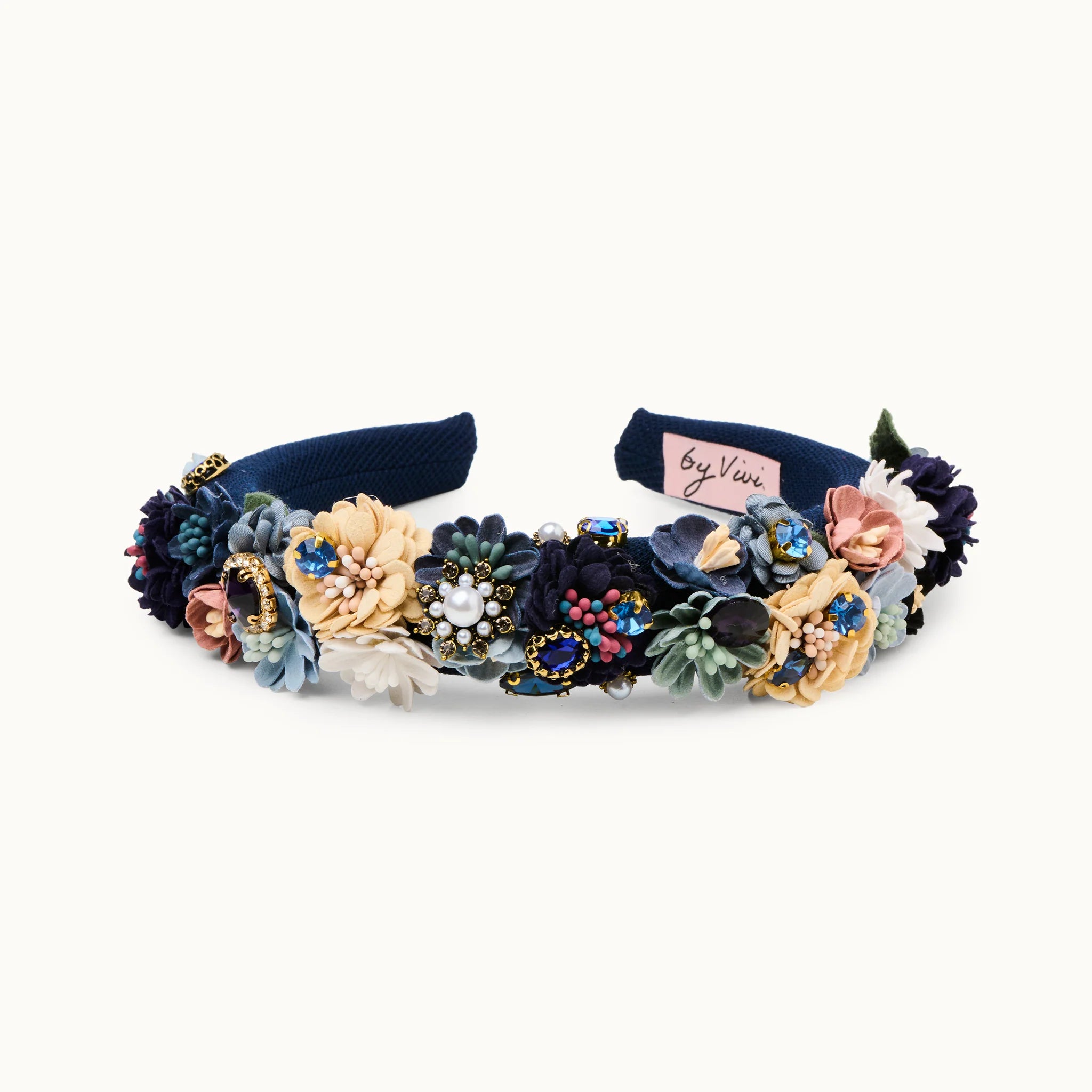 Haarreif Blumen navy