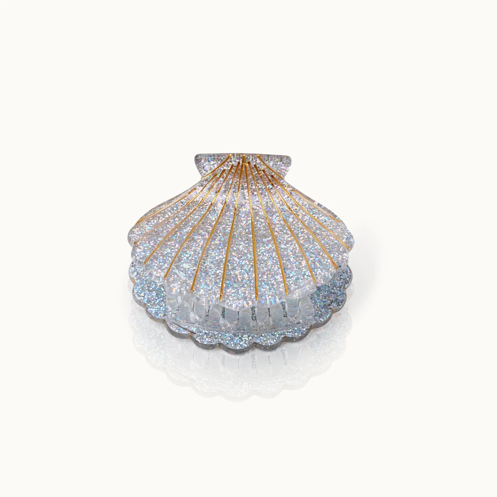 Haarklammer Muschelform Silver Glitter