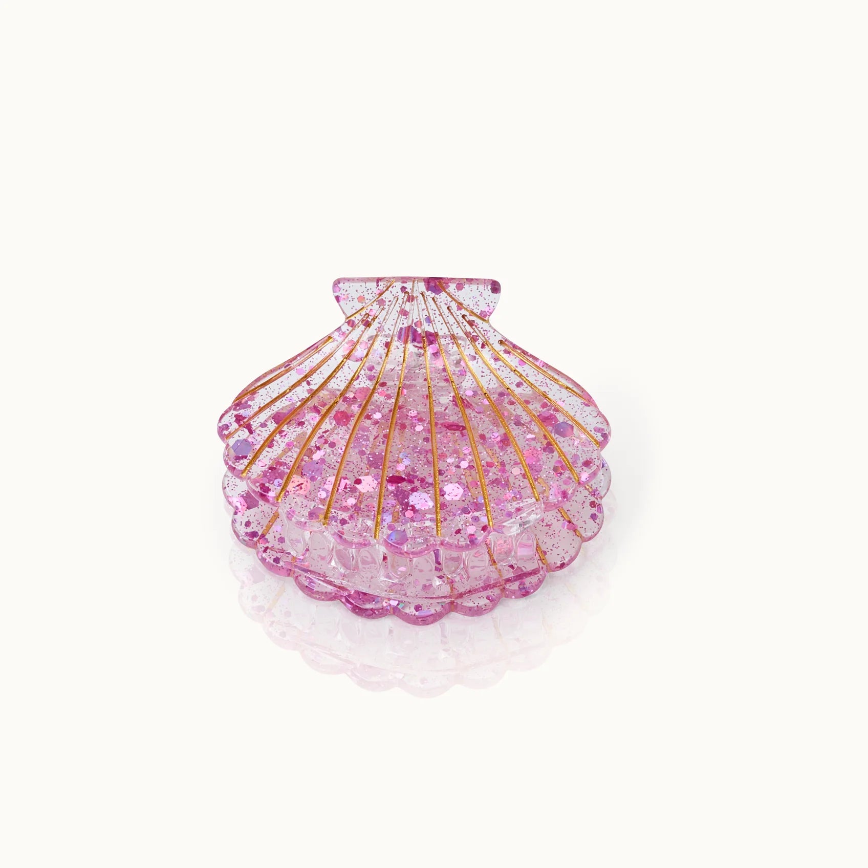 Haarklammer Muschelform Pink Sparkle