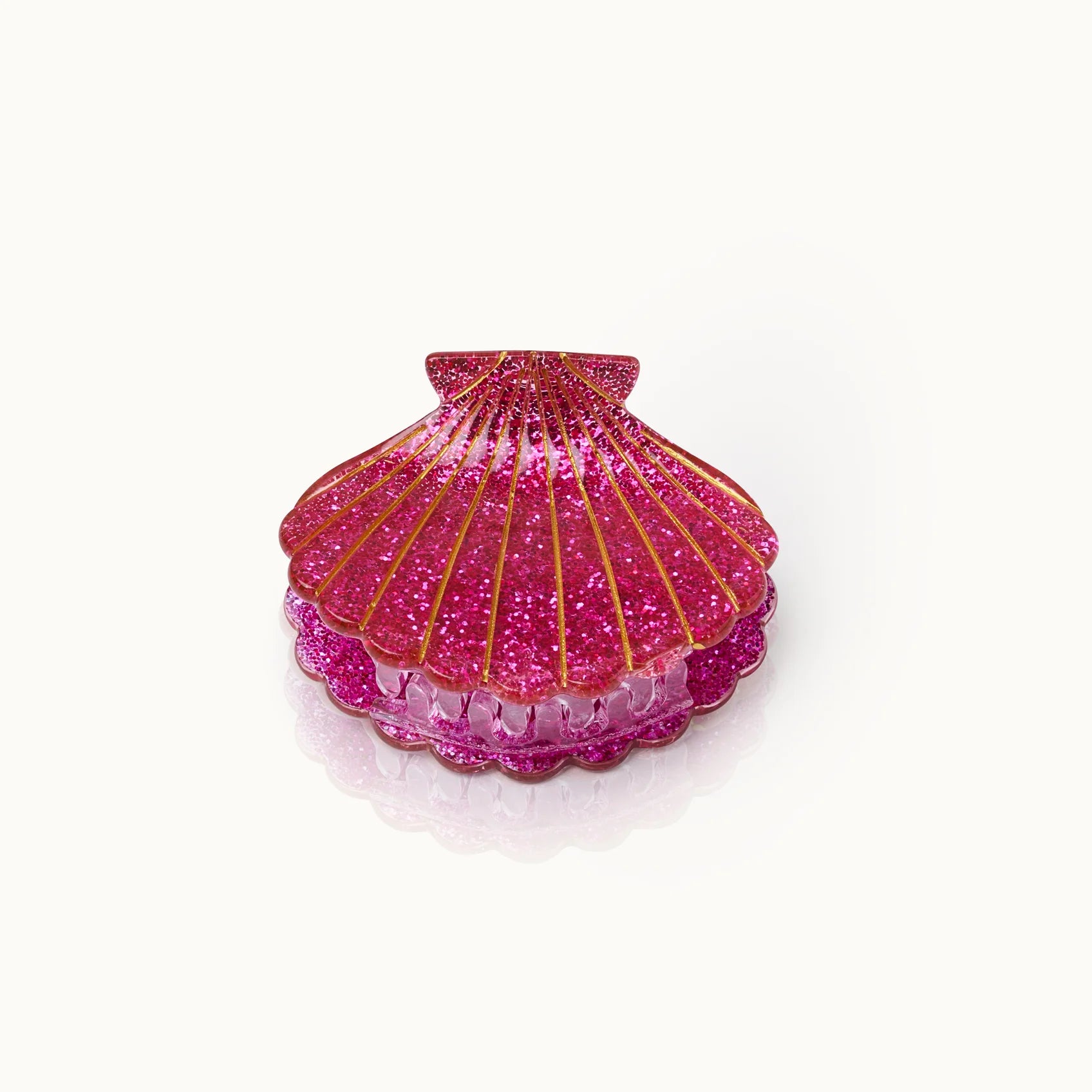 Haarklammer Muschelform Pink Glitter