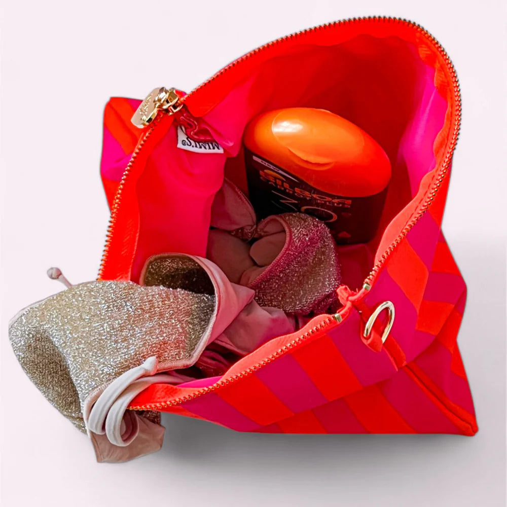 Riva Clutch Stripes Neon Pink Orange