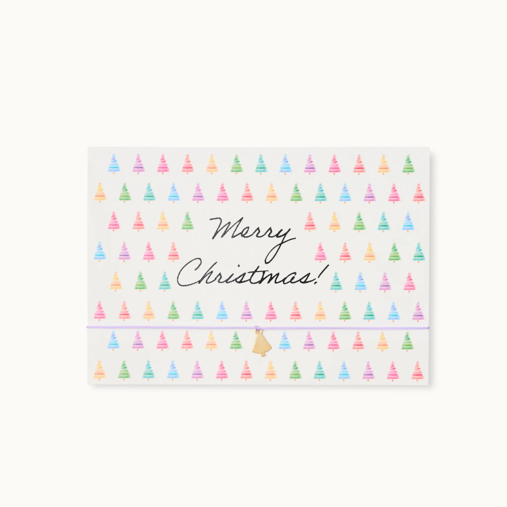 Armband-Karte: Merry Christmas bunte Tannenbäume