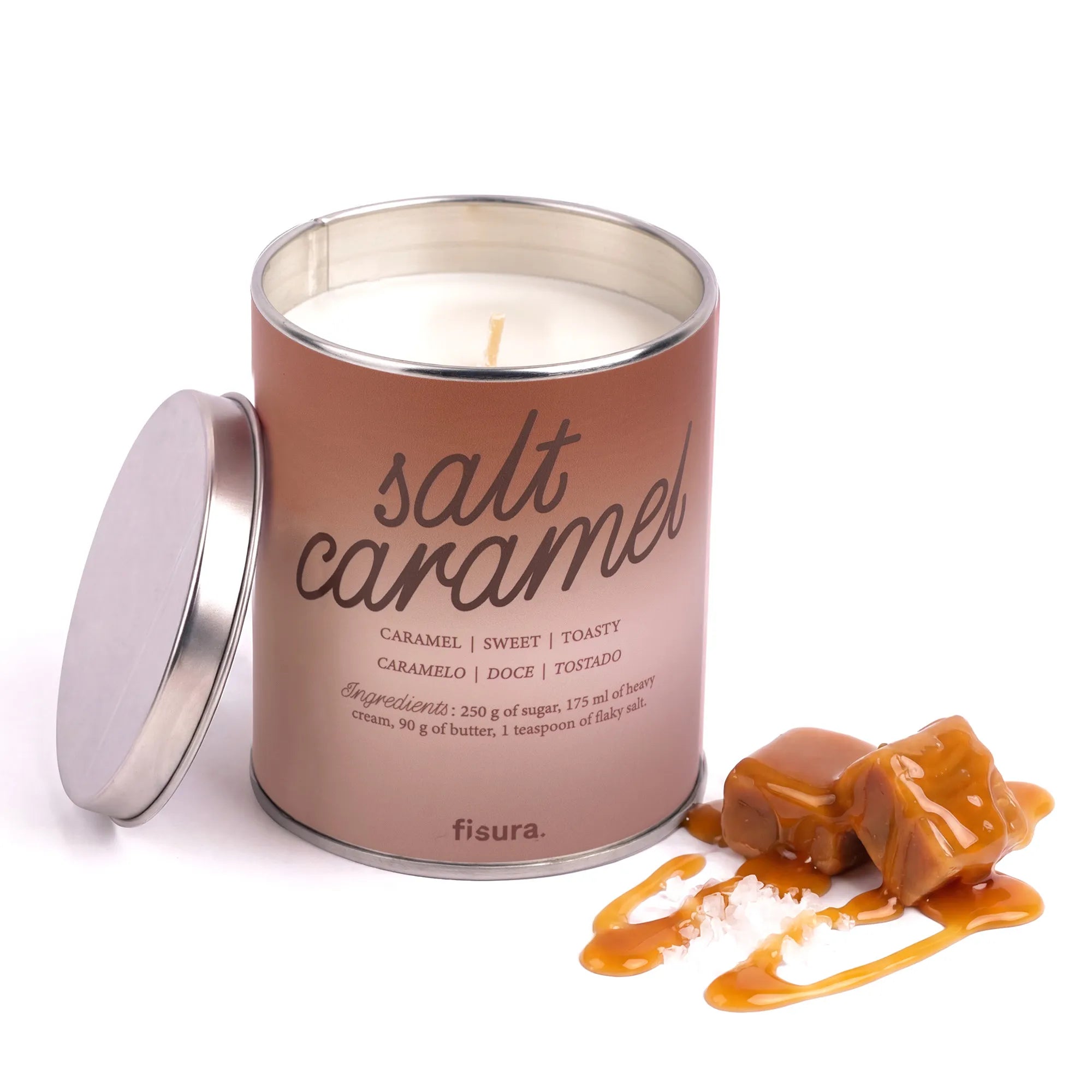 Fisura Duftkerze in Metalldose Salt Caramel mit Salzkaramell-Duft