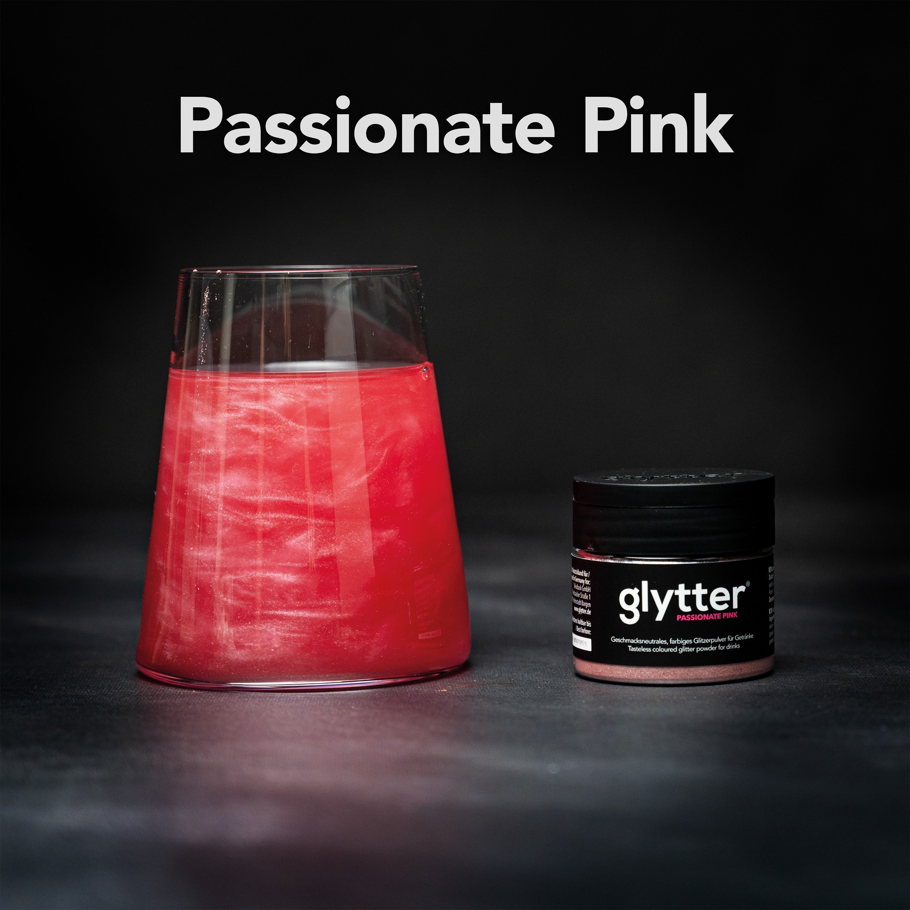 glytter® Passionate Pink Getränkepulver mit Glitzereffekt, 10 g
