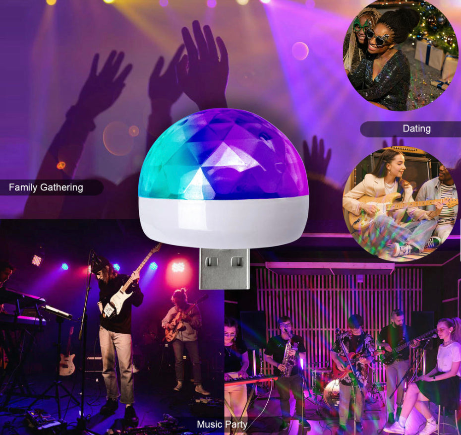 Handy Diskokugel mit USB-A, C und lightning Anschluss