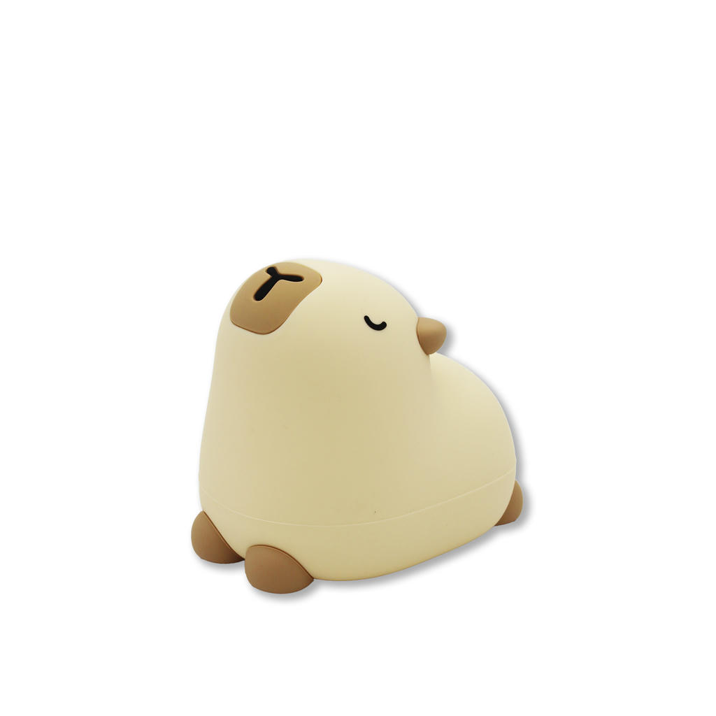 Silikon-Nachtlicht Capybara Pebble in Beige vor weißem Hintergrund