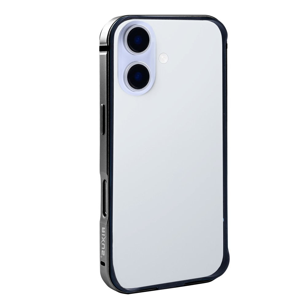Rixus Crash Guard Schutzrahmen für Apple iPhone 17 in Titanium Schwarz mit robustem Metallrahmen, stoßabsorbierendem TPU und offenem Bumper-Design.