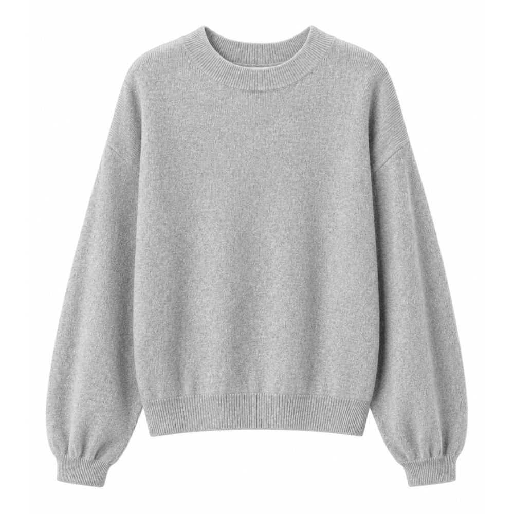 TWNS the Label BOULDER Pullover Grey Melange mit V-Ausschnitt als Produktansicht von vorne