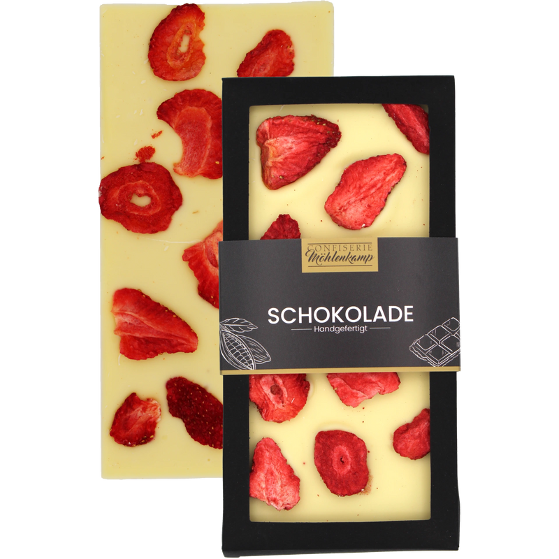 Topping-Schokolade | Weiß mit Erdbeere