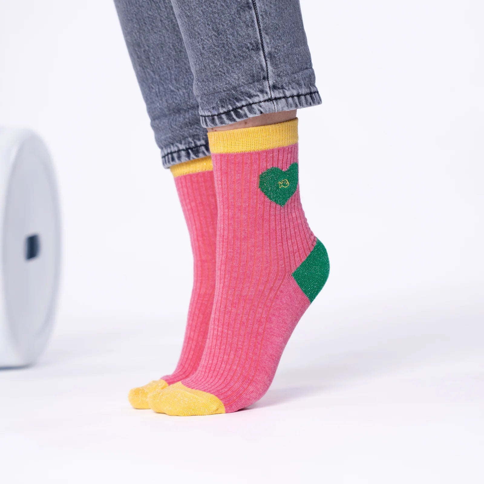 Herz-Socken mit Glitzer, , Gr. 37–40