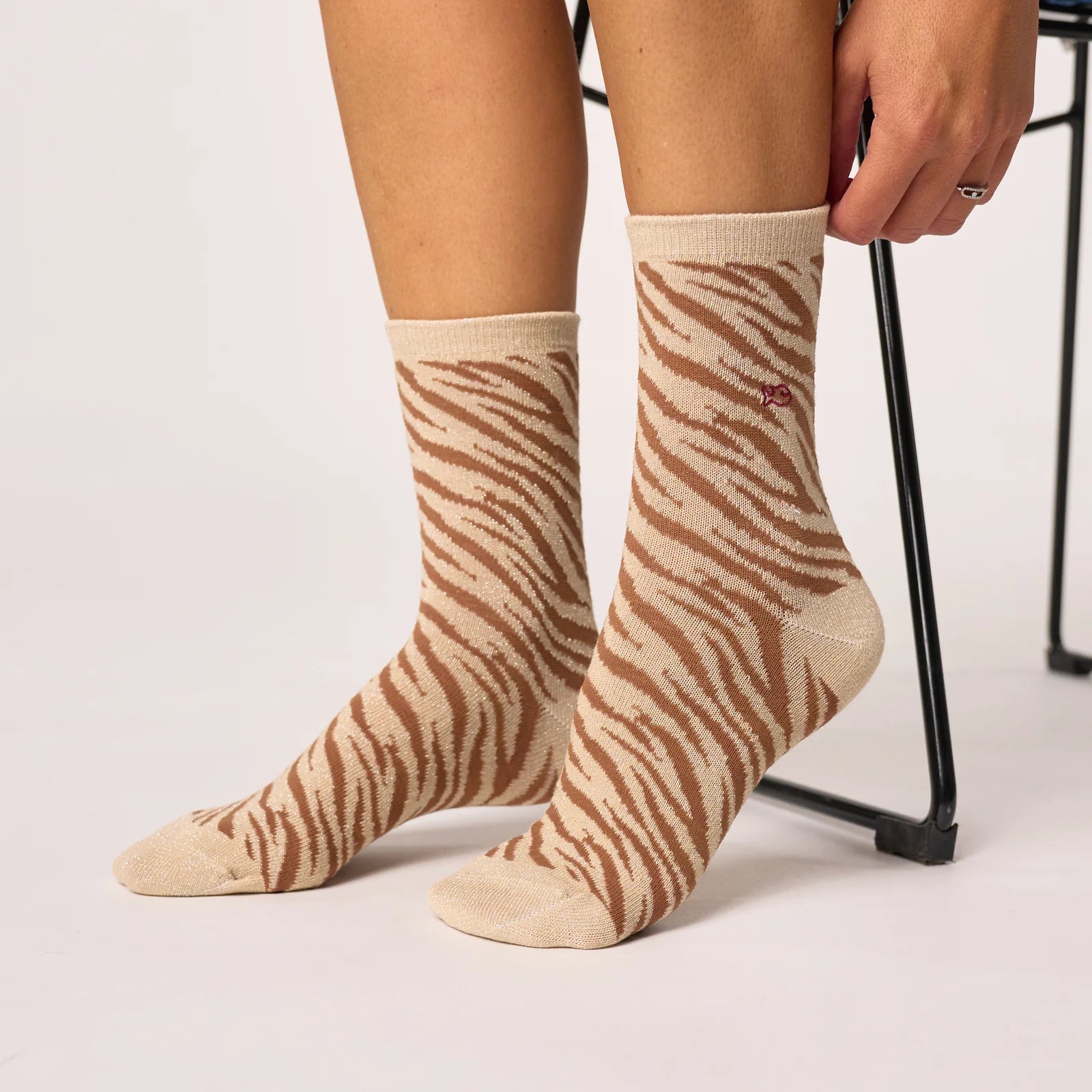 Glitzernde Animal Print-Socken aus Baumwolle