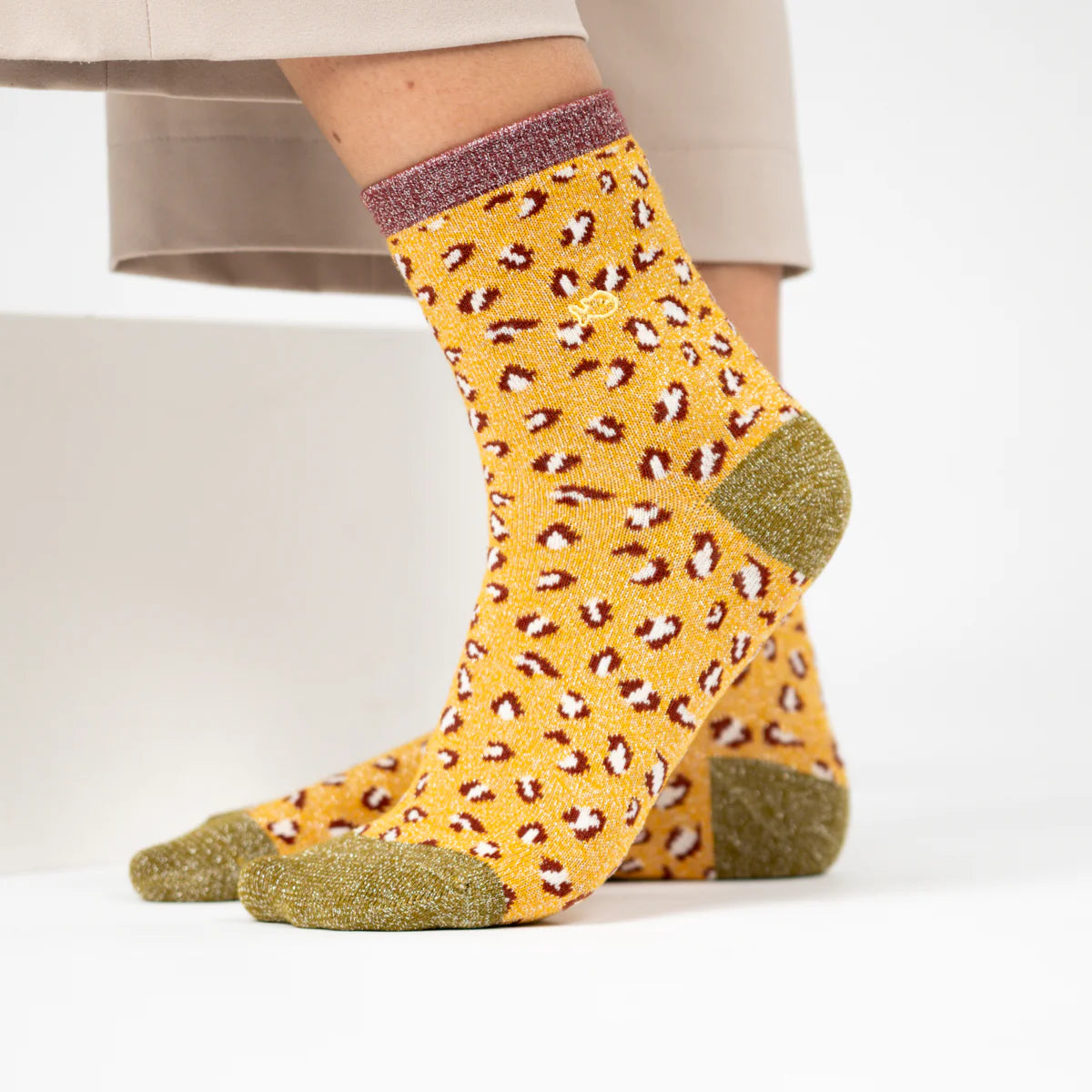 Glitzernde Leoparden-Socken aus Baumwolle, , Gr. 37–40