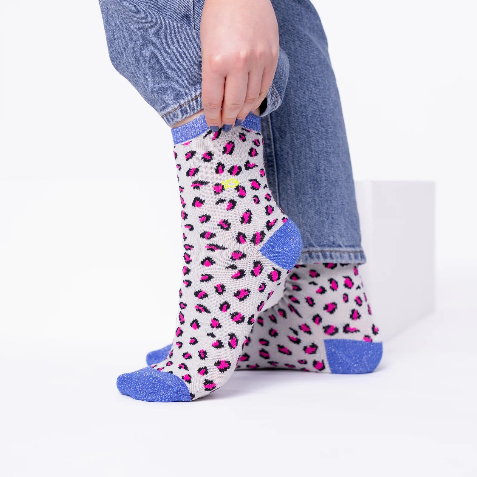 Glitzernde Leoparden-Socken aus Baumwolle, , Gr. 37–40