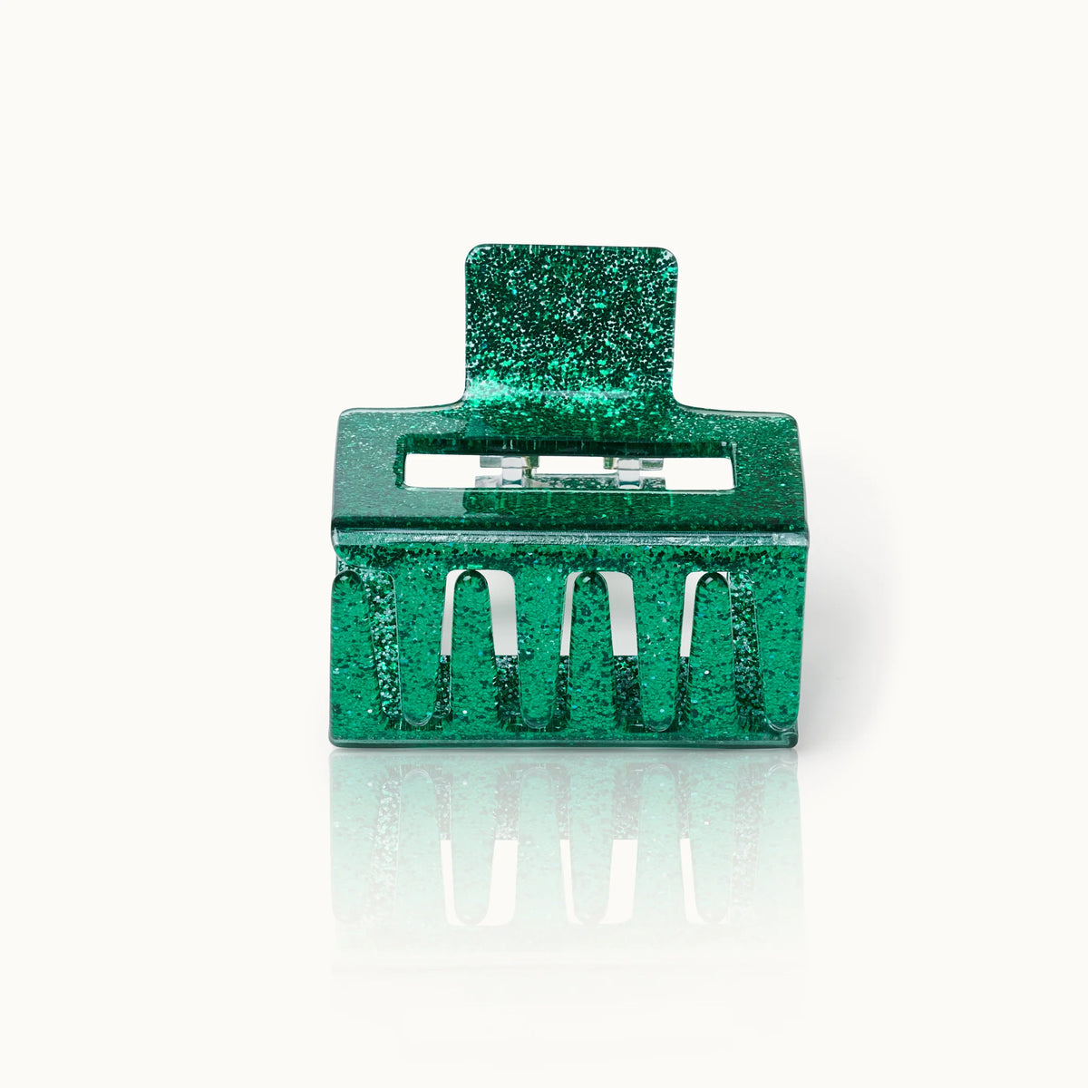 by Vivi Haarklammer Square mit Glitzer – Grün Glitzer
