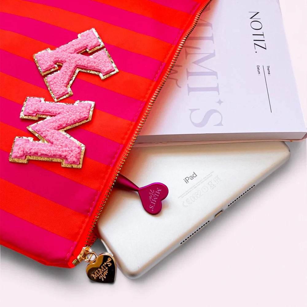 Riva Clutch Stripes Neon Pink Orange