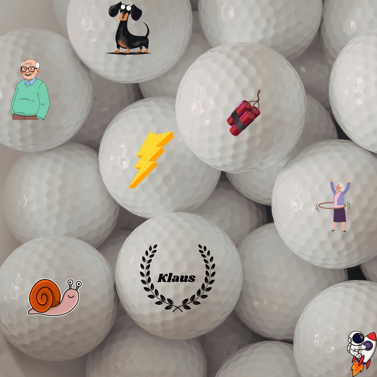 Personalisierte Golfbälle mit Foto, Namen oder Logo von Hübsches Ding