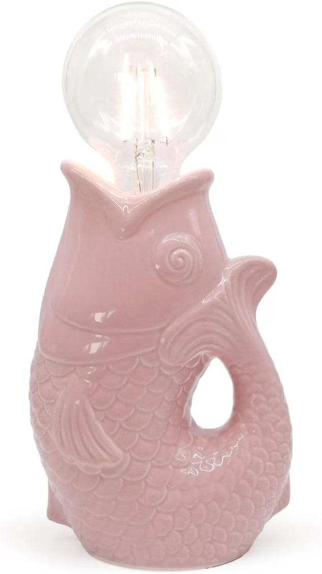 Fischlampe mit LED von Mea-Living in Rosa. Maritim, Batterie, 