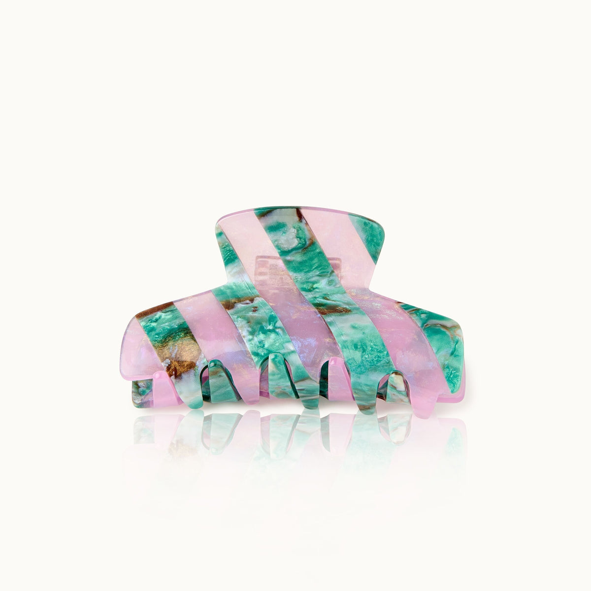 by Vivi Haarklammer Stripes Aventurine – rosa-grün gemustert