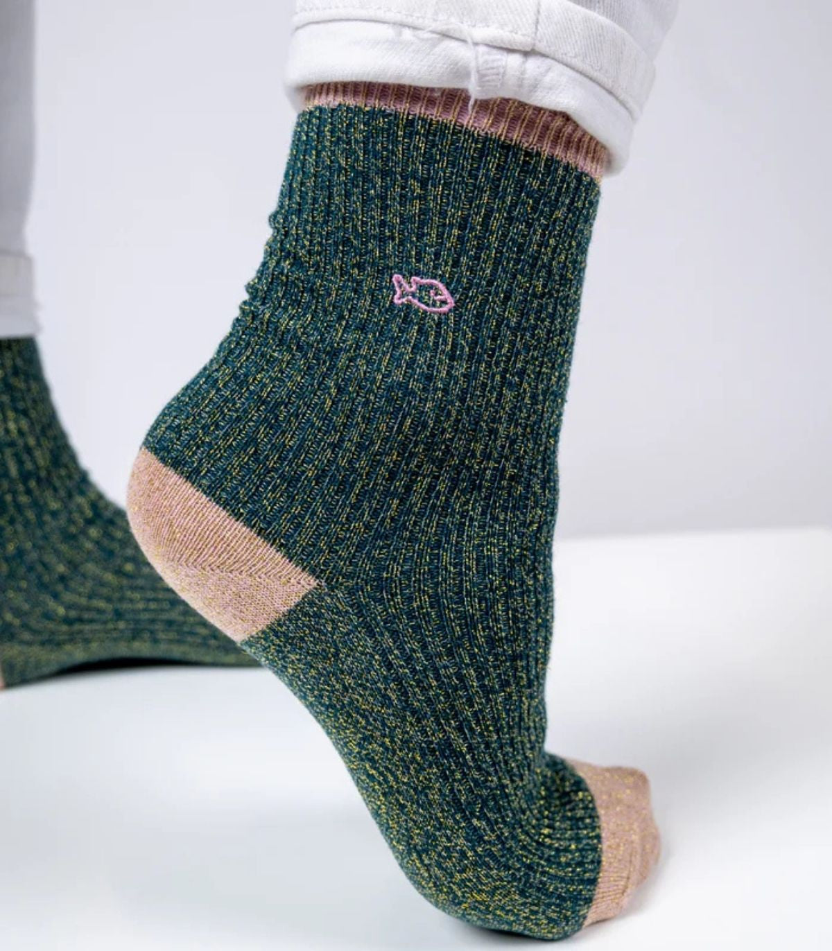 Vintage Socken mit Glitzereffekt, Gr. 37–40
