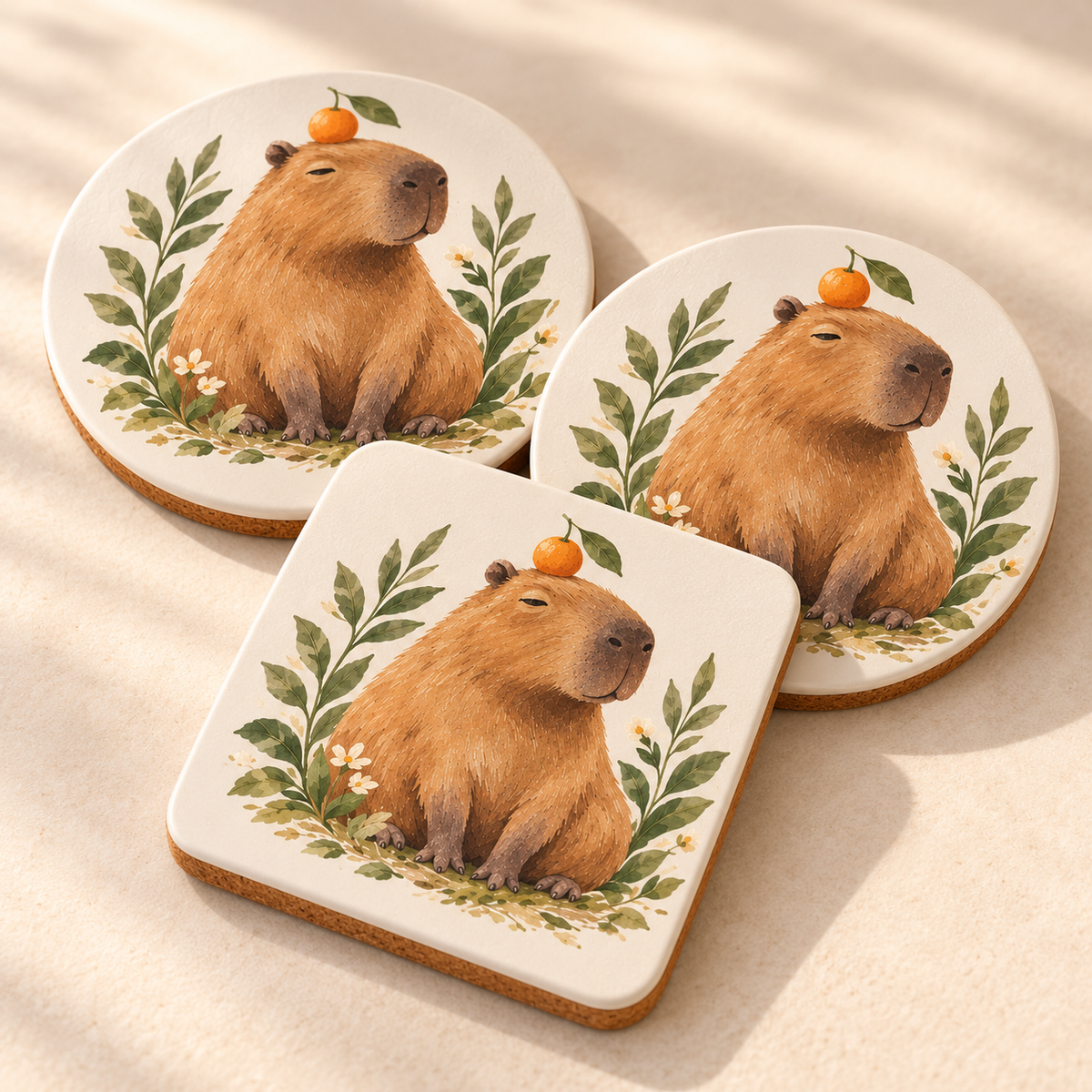 Gestaltungsbeispiel: Untersetzer mit Capybara und Orange