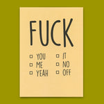 Deli Cards Postkarte Fuck you me yeah – lustige Auswahlkarte mit Spruch