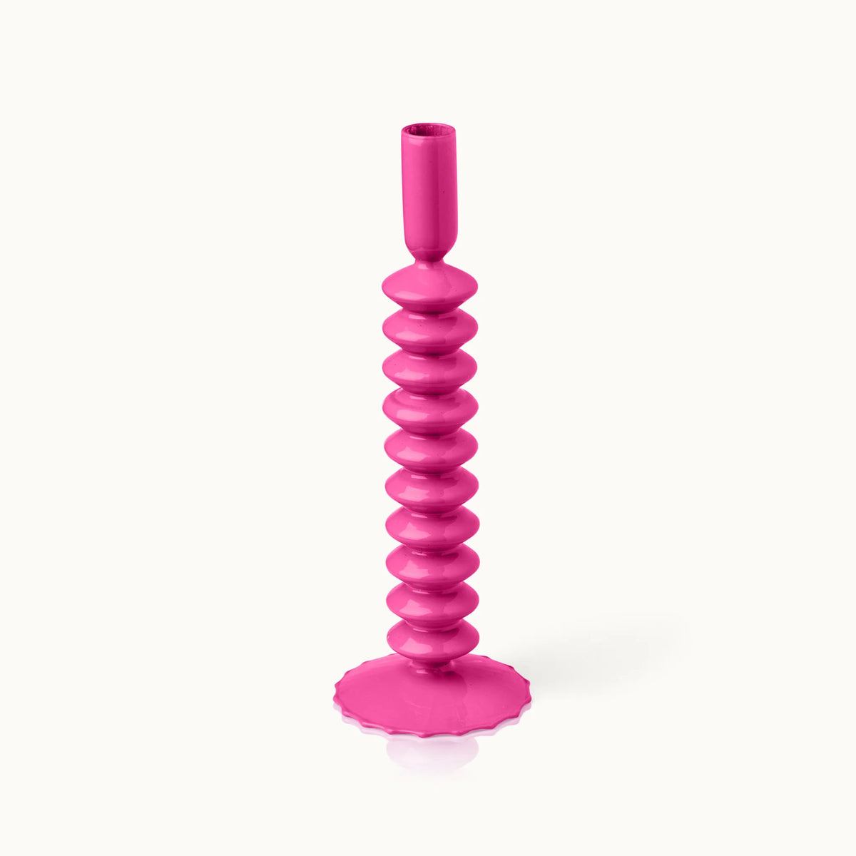Kerzenständer Glas Zickzack Magenta