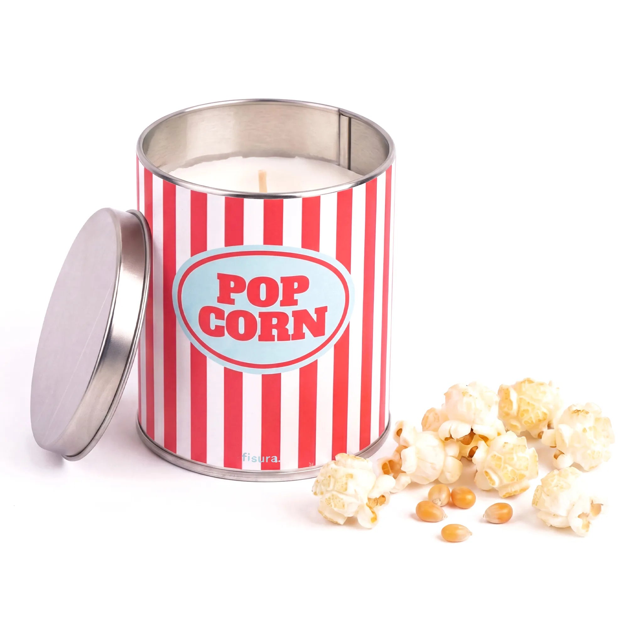 Fisura Duftkerze in Metalldose Pop Corn mit Butter-Popcorn-Duft