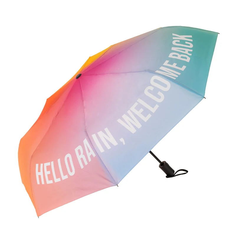 Faltbarer Regenschirm „Hello rain, welcome back“ von Fisura