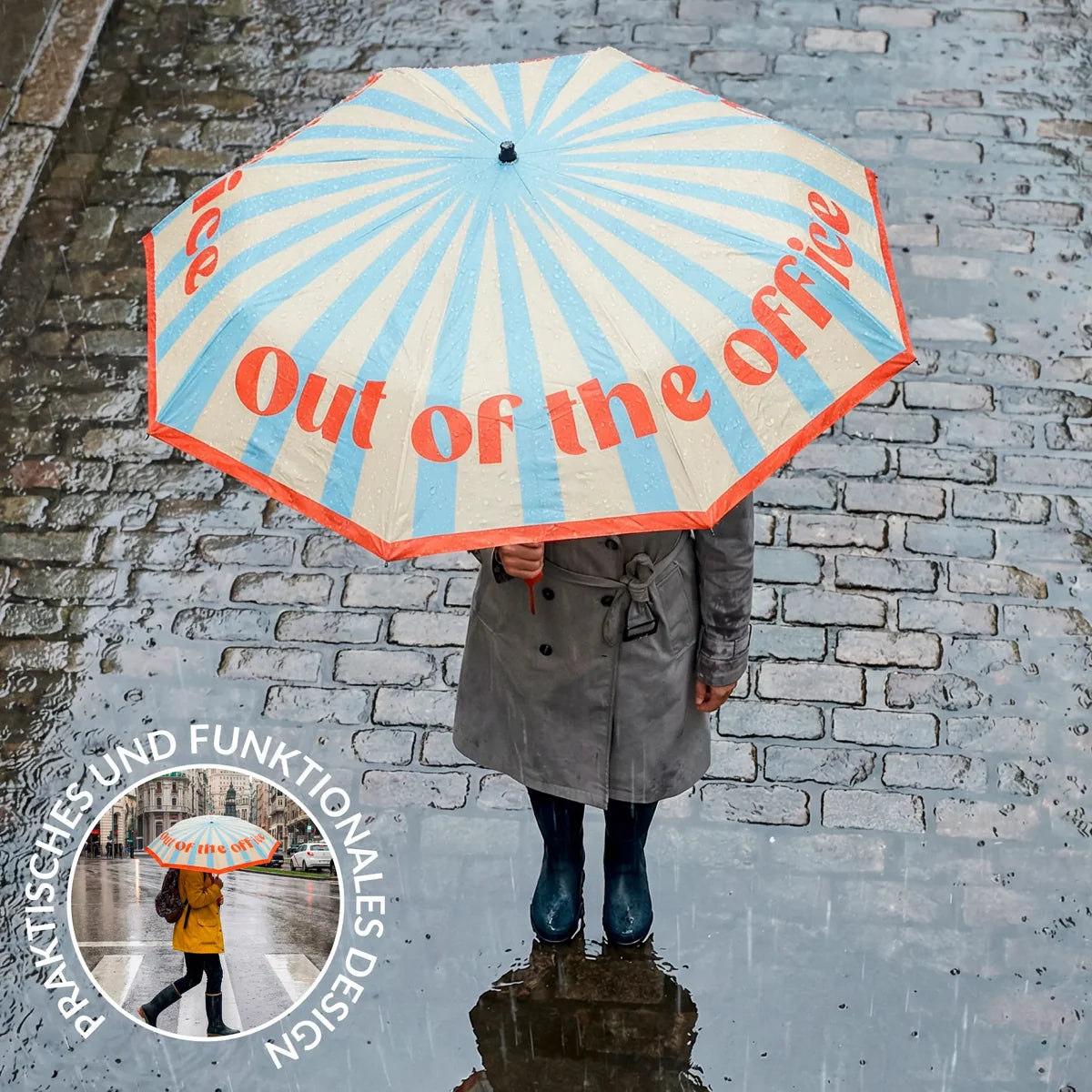 Faltbarer Regenschirm „Out of the office“ von Fisura