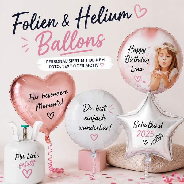Bedruckter Heliumballon mit Namen für einen besonderen Anlass