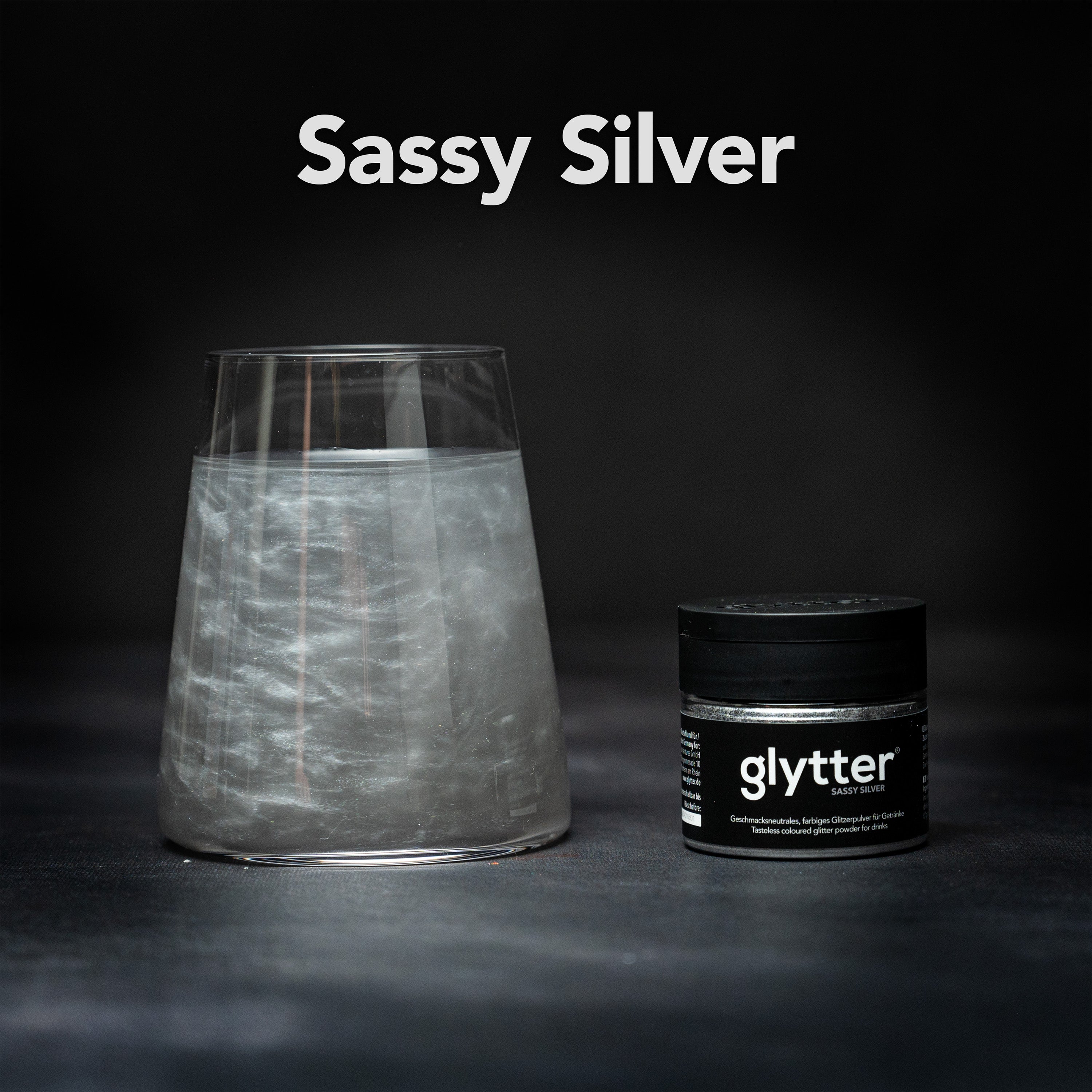 glytter® Sassy Silver Getränkepulver mit Glitzereffekt, 10 g