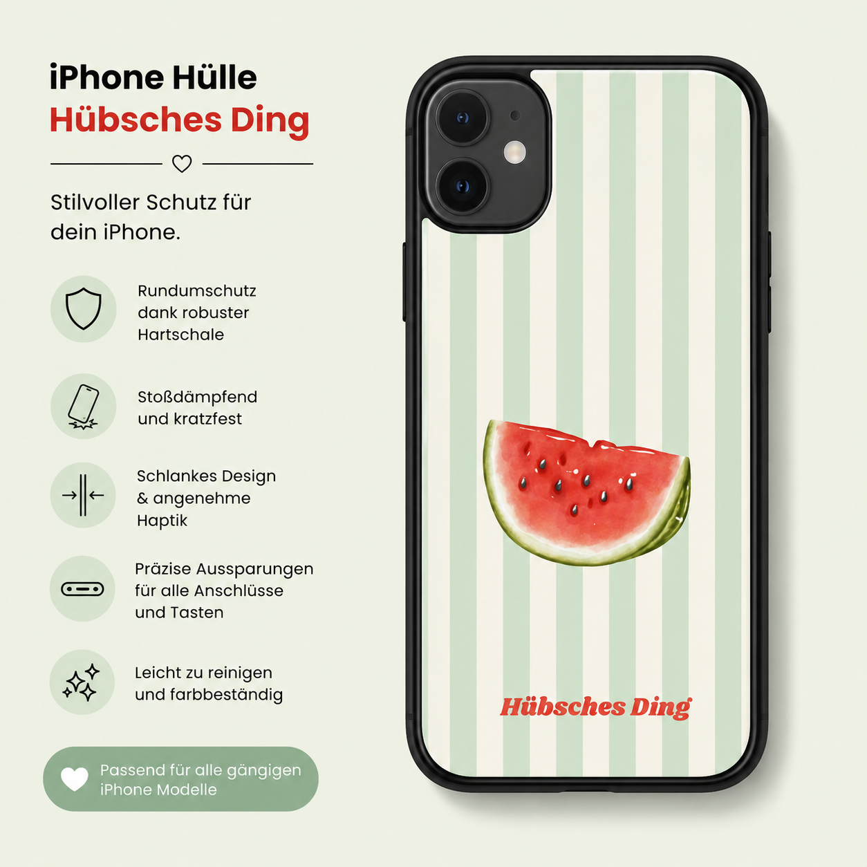 iPhone Hülle Wassermelone Mint – Sommerliches Streifen Design
