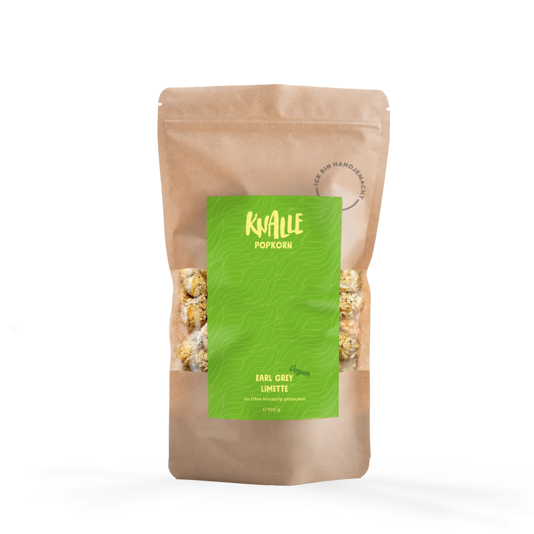 Knalle Popcorn Earl Grey Limette vegan im 100-g-Beutel.
