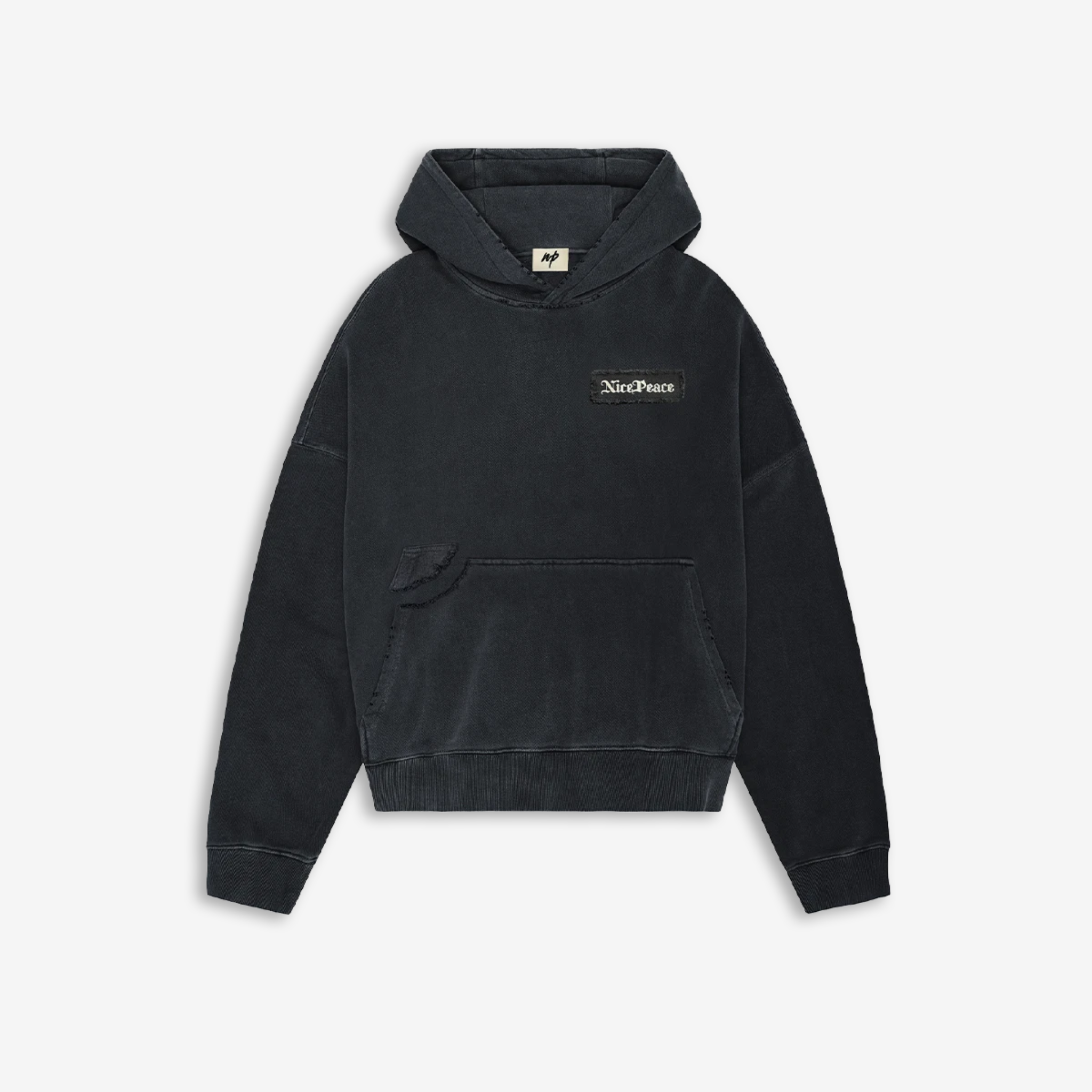 nice.peace Floral Hoodie Washed Black
