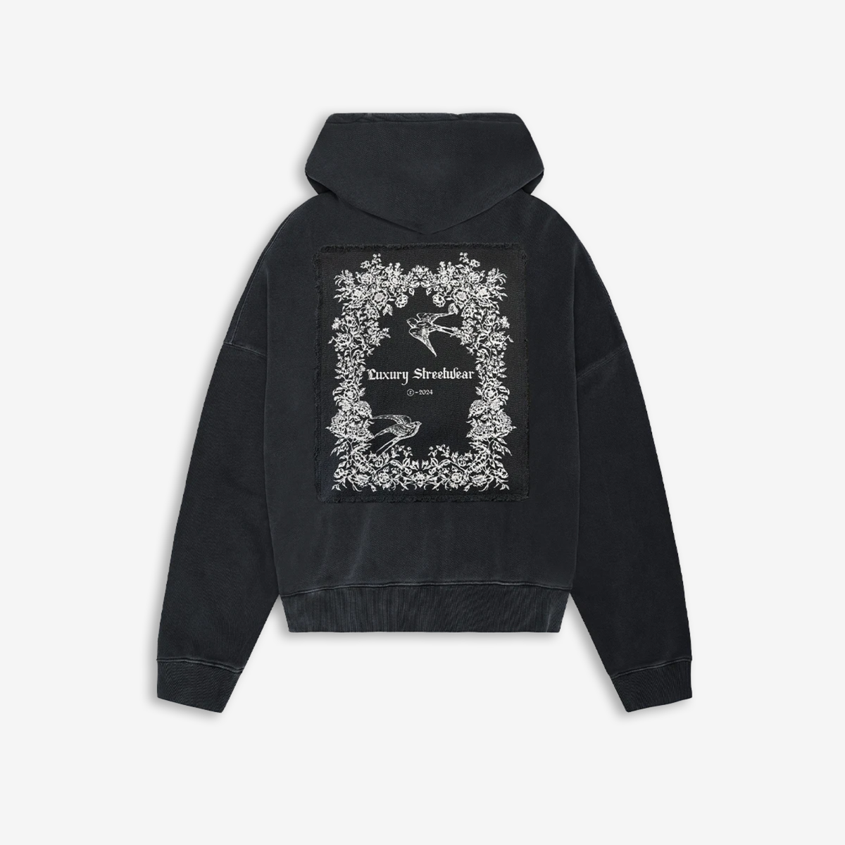 Nice.Peace Floral Hoodie Washed Black