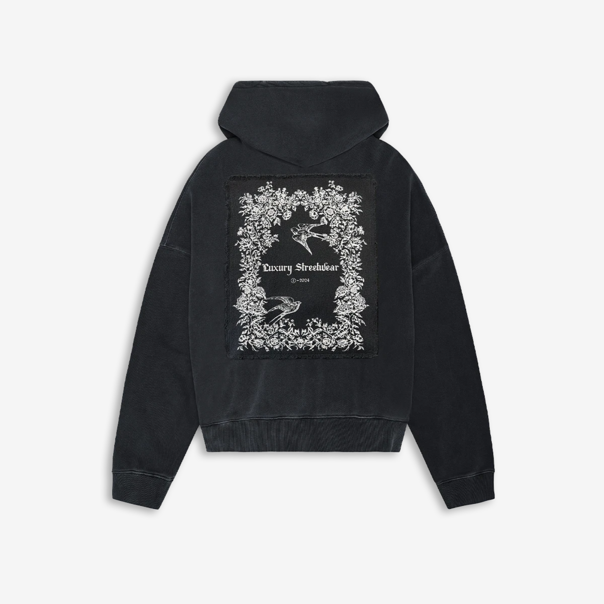 nice.peace Floral Hoodie Washed Black