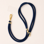 Ohhhwelll Fabric Phone Strap in Navy mit goldfarbenen Metallteilen