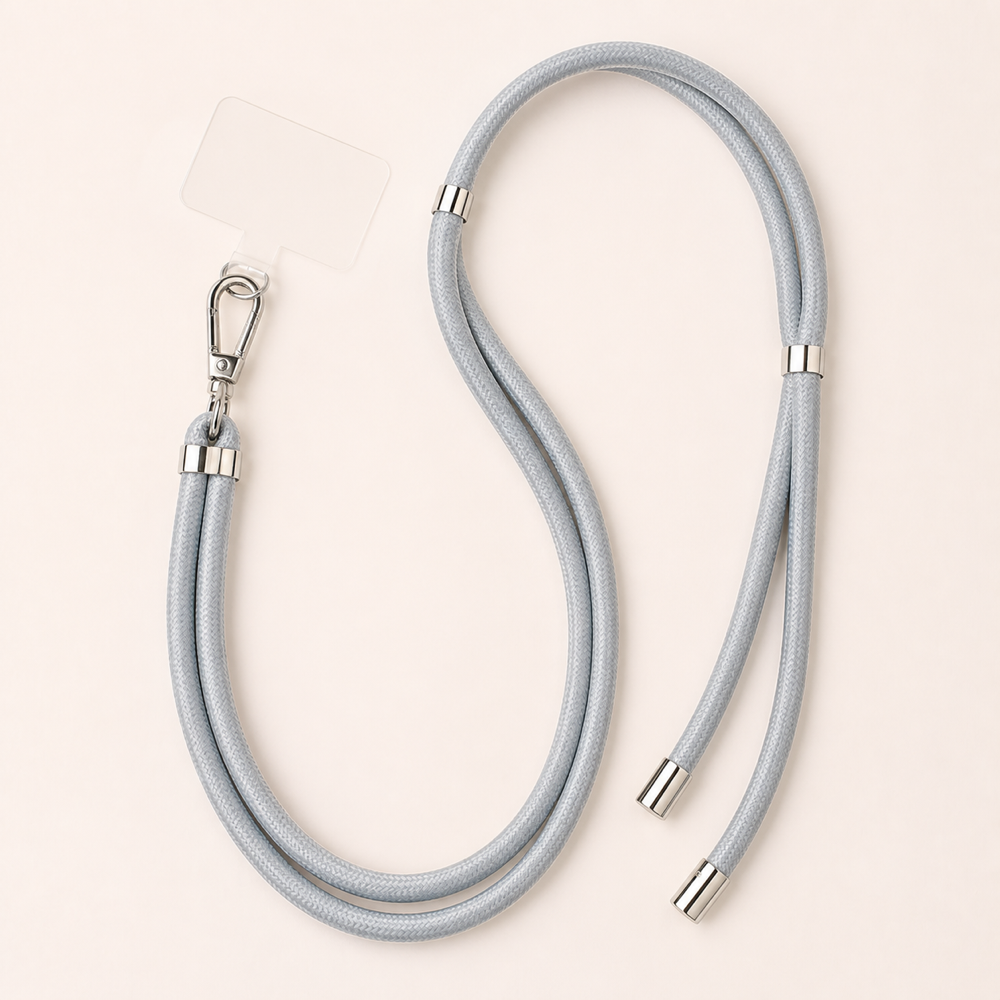 Ohhhwelll Fabric Phone Strap in Silber mit silberfarbenen Metallteilen