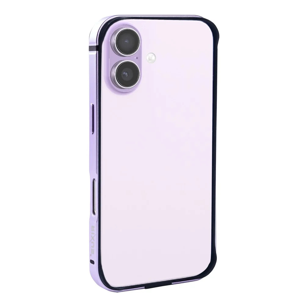 Rixus Crash Guard Schutzrahmen für Apple iPhone 17 in Lila mit stoßfestem TPU, Metallrahmen und erhöhtem Schutz für Kamera und Display.