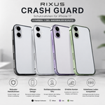 Rixus Crash Guard Schutzrahmen für Apple iPhone 17 in Titanium Schwarz, Silber, Lila und Grün mit robustem Metallrahmen, stoßabsorbierendem TPU, erhöhten Kanten und Unterstützung für kabelloses Laden.