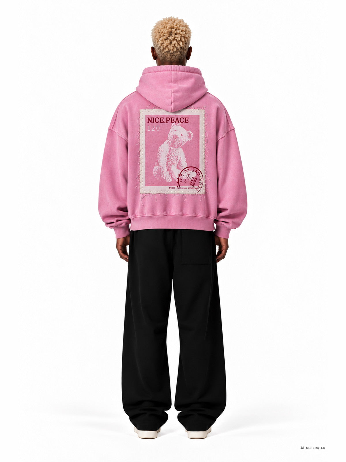 Teddy Patch Hoodie Retro Pink