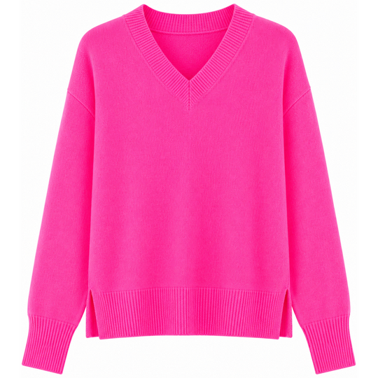TWNS the Label BOULDER Pullover Bubblegum mit V-Ausschnitt als Produktansicht von vorne