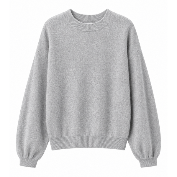 TWNS the Label BOULDER Pullover Grey Melange mit V-Ausschnitt als Produktansicht von vorne