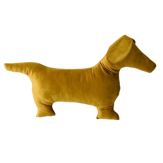 Braunes Dackel-Kissen aus Polyester, 73 × 41 cm