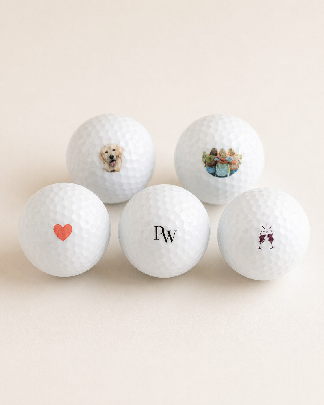 Personalisierte Golfbälle mit Foto, Initialen und Symbolen
