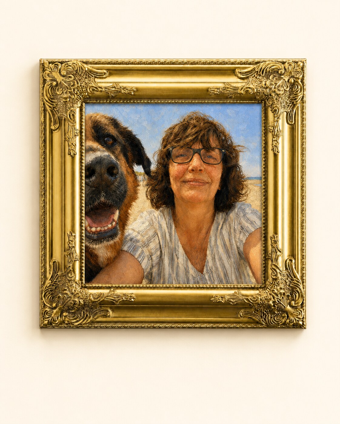 Haustierporträt mit eigenem Foto im goldenen Barockrahmen